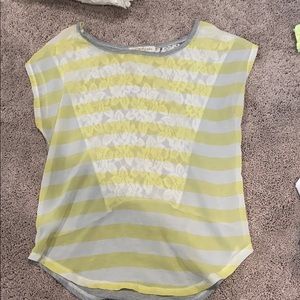 Yellow and white lace blouse